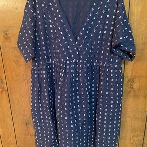 Madewell Navy and White Midi Dress